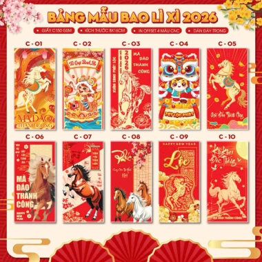 Bao lì xì chất Xấp 10 2.026 Bính Ngọ - Lì xì con ngựa xinh xắn, giá chỉ 8.500 VND