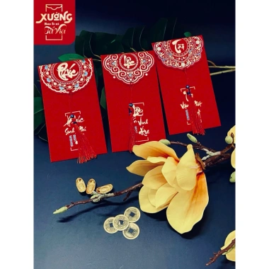 Bao Lì Xì Cưới Chữ Phúc Sinh Phú Quý Kim Tuyến Lấp Lánh Bling Bling - Đỏ Bưng Quả 3.822đ