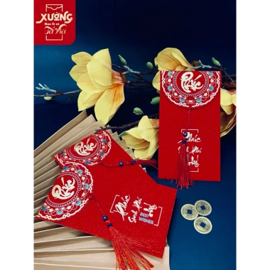 Bao Lì Xì Cưới Chữ Phúc Sinh Phú Quý Kim Tuyến Lấp Lánh Bling Bling - Đỏ Bưng Quả 3.822đ