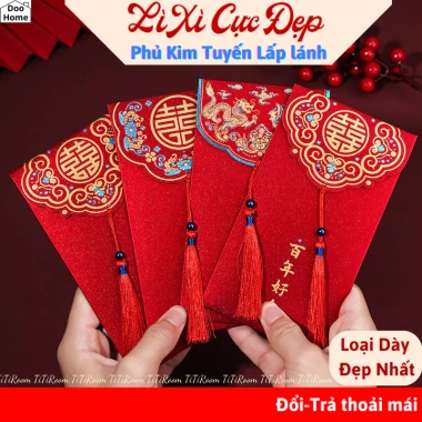 Bao Lì Xì Đỏ 5-10-14 chiếc - Quà Tặng May Mắn Tết, Năm Mới, Đám Cưới, Hỏi Bê Tráp - Chỉ 18.500 VND