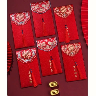 Bao Lì Xì Đỏ Tết Mừng Năm Mới 5-10-14 chiếc - Giá 18.500 VNĐ, đám cưới, hỏi bè, tráp