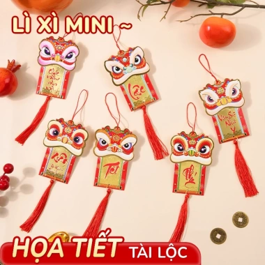Bao lì xì liễng treo trang trí Tết 2.026: bao đựng tiền rời có dây treo, tua rua cây đào mai, giảm giá 36.5k 2