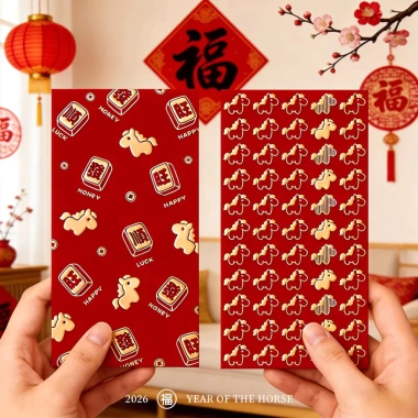 Bao lì xì mẫu Ngựa Bính Ngọ 2.026 - Xấp 6 bao, giá ưu đãi 26.000đ