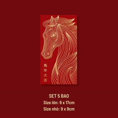 Bao lì xì mẫu Ngựa Bính Ngọ 2.026 - Xấp 6 bao, giá ưu đãi 26.000đ 9 Bao lì xì mẫu Ngựa Bính Ngọ 2.026 - Xấp 6 bao, giá ưu đãi 26.000đ 9