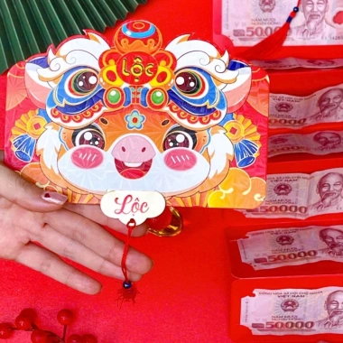 Bao Lì Xì Ngăn Năm Bính Ngọ Gấp Gọn 2‑6‑10 Ngăn Phong Cách Trung Hoa 12.000₫