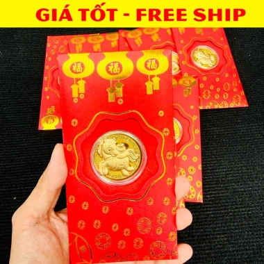 Bao lì xì Ngựa mạ vàng Thần Tài – tài lộc, may mắn Tết Bính Ngọ 2.026, giá tốt 5.278đ