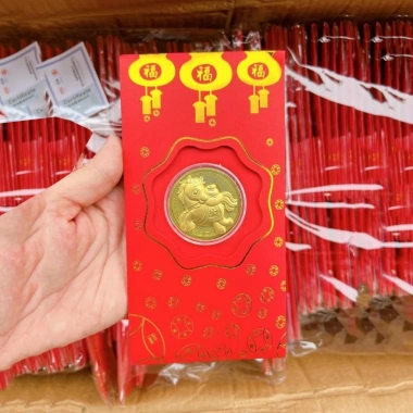 Bao lì xì Ngựa mạ vàng Thần Tài – tài lộc, may mắn Tết Bính Ngọ 2.026, giá tốt 5.278đ