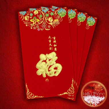 Bao Lì Xì Phong Bì Nhung Đỏ Tết 2.026 - Hình Ảnh Độc Đáo, Chữ In Nổi 16.5x9cm (4 Bao) Giá 6.000đ