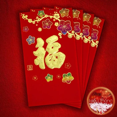 Bao Lì Xì Phong Bì Nhung Đỏ Tết 2.026 - Hình Ảnh Độc Đáo, Chữ In Nổi 16.5x9cm (4 Bao) Giá 6.000đ 4