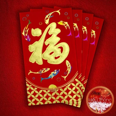 Bao Lì Xì Phong Bì Nhung Đỏ Tết 2.026 - Hình Ảnh Độc Đáo, Chữ In Nổi 16.5x9cm (4 Bao) Giá 6.000đ 6