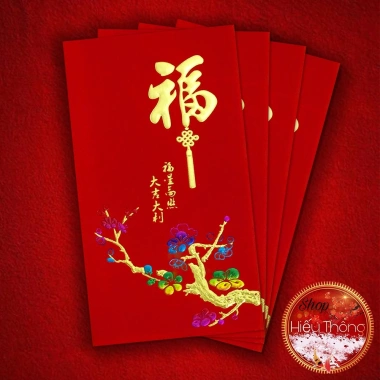 Bao Lì Xì Phong Bì Nhung Đỏ Tết 2.026 - Hình Ảnh Độc Đáo, Chữ In Nổi 16.5x9cm (4 Bao) Giá 6.000đ 9