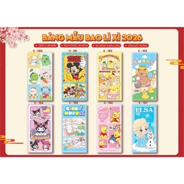 Bao lì xì Tết 2.026 Bính Ngọ hoạt hình cute mẫu mới hottrend giấy phản quang size lớn - Giá chỉ 12.000đ 5