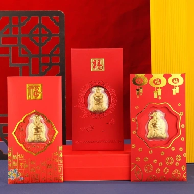 Bao Lì Xì Thần Tài Mạ Vàng 24K - Ngựa Vàng May Mắn, Rước Tài Lộc, Giá chỉ 5.300đ 3