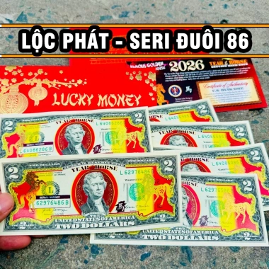 Bao Lì Xì Tiền 2 USD SERI 79 Con Ngựa Vàng 2.026 Lucky Money Da Đỏ Giá 40.280₫ 5