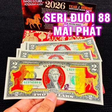 Bao Lì Xì Tiền 2 USD SERI 79 Con Ngựa Vàng 2.026 Lucky Money Da Đỏ Giá 40.280₫ 6