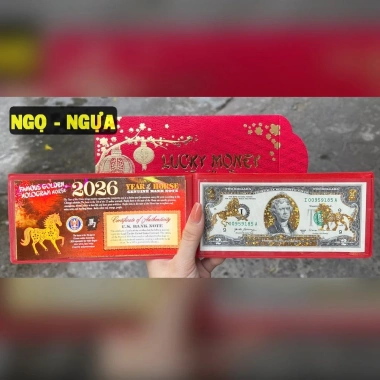 Bao Lì Xì Tiền 2 USD SERI 79 Con Ngựa Vàng 2.026 Lucky Money Da Đỏ Giá 40.280₫ 10