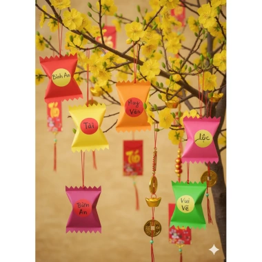 Bao lì xì túi mũ viền kẹo may mắn vỏ rỗng - Giá chỉ 35.000, giảm từ 42.000