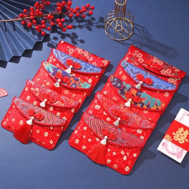 Bao lì xì vải gấm cao cấp thêu hoa văn - Thiệp chúc Tết Năm Mới, giá chỉ 50.000đ 2
