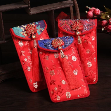 Bao lì xì vải gấm cao cấp thêu hoa văn - Thiệp chúc Tết Năm Mới, giá chỉ 50.000đ 3
