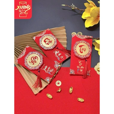 Bao lì xì Xì Ánh Nhũ Kim Tuyền 2.025 - Câu Chúc Cát Tường, Mẫu Sang Trọng, Giá Chỉ 7.000đ