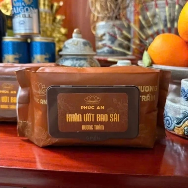 Bao Sái 10 Gói Khăn Ướt Lau Bàn Thờ Phúc An, Hương Trầm Tự Nhiên, Giá 38.000 VND