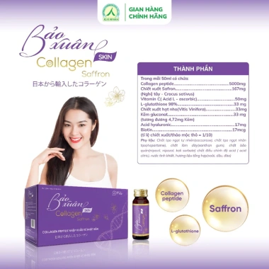 Bảo Xuân Collagen Saffron 10 ống - Dưỡng da, giảm nếp nhăn, tăng độ đàn hồi, chỉ 440.000đ
