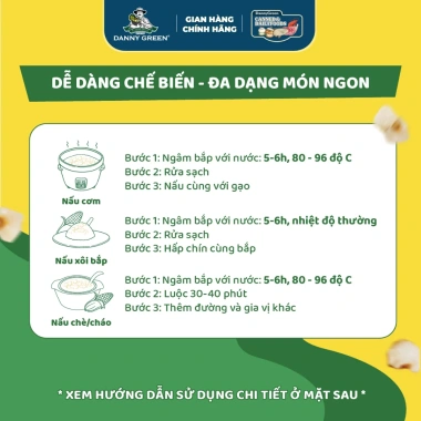 Bắp Nếp Cổ Truyền Nguyên Hạt 1Kg DANNYGREEN - Giá giảm 290k, hương vị truyền thống 5 Bắp Nếp Cổ Truyền Nguyên Hạt 1Kg DANNYGREEN - Giá giảm 290k, hương vị truyền thống 5
