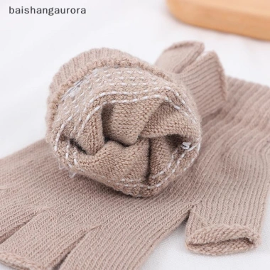 Basa Găng Tay Dệt Kim Ngắn Nửa Ngón Co Giãn Nhiều Màu Thu Đông Đi Xe Đạp 1 Đôi 5