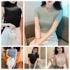 Basa Mùa Hè Nửa Cổ Rùa Rỗng Dệt Kim Áo Vest Nữ Trơn Không Tay Slim Top - Giá 96.228 VND