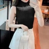 Basa Mùa Hè Nửa Cổ Rùa Rỗng Dệt Kim Áo Vest Nữ Trơn Không Tay Slim Top - Giá 96.228 VND 2