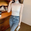 Basa Mùa Hè Nửa Cổ Rùa Rỗng Dệt Kim Áo Vest Nữ Trơn Không Tay Slim Top - Giá 96.228 VND 3