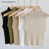 Basa Mùa Hè Nửa Cổ Rùa Rỗng Dệt Kim Áo Vest Nữ Trơn Không Tay Slim Top - Giá 96.228 VND 6