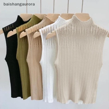 Basa Mùa Hè Nửa Cổ Rùa Rỗng Dệt Kim Áo Vest Nữ Trơn Không Tay Slim Top - Giá 96.228 VND 6 Basa Mùa Hè Nửa Cổ Rùa Rỗng Dệt Kim Áo Vest Nữ Trơn Không Tay Slim Top - Giá 96.228 VND 6