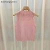 Basa Mùa Hè Nửa Cổ Rùa Rỗng Dệt Kim Áo Vest Nữ Trơn Không Tay Slim Top - Giá 96.228 VND 10