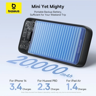 Baseus Lipow PowerBank 20.000mAh Dual-Cable 22.5W và Màn Hình Kỹ Thuật Số - 329.000₫