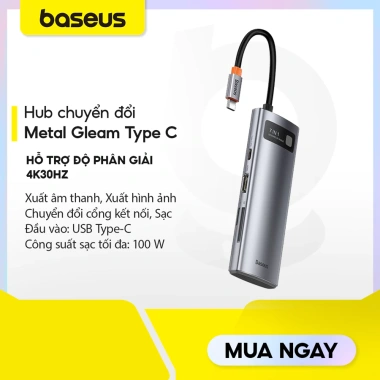 Baseus USB-C Hub 4K HDMI PD 100W – Chia Cổng Type-C cho Xiaomi Samsung Huawei, Giá 490.000đ