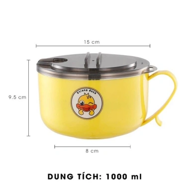 Bát ăn ca mì inox 2 lớp nắp cách nhiệt, kèm giá đỡ điện thoại - Giá 39.000₫