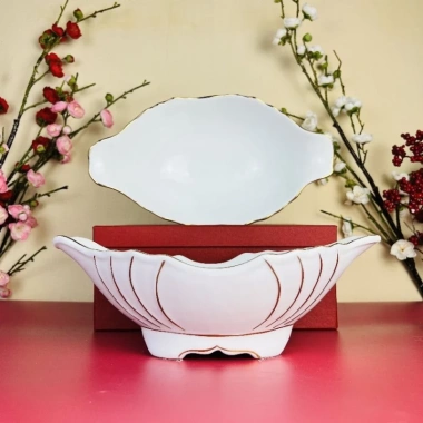 Bát bày gà cúng nguyên con vẽ vàng kim - Gốm sứ Bát Tràng, giảm giá tới 22% chỉ 320.000 VND