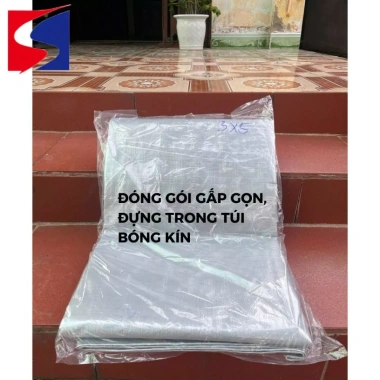 Bạt che mưa nắng PE cao cấp màu xám bạc, đóng khoen sẵn, rải đều 4 cạnh, giá 115.000 VND