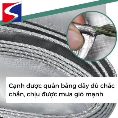 Bạt che mưa nắng PE cao cấp màu xám bạc, đóng khoen sẵn, rải đều 4 cạnh, giá 115.000 VND 5 Bạt che mưa nắng PE cao cấp màu xám bạc, đóng khoen sẵn, rải đều 4 cạnh, giá 115.000 VND 5