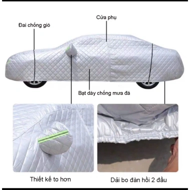 Bạt Che Toàn Thân Xe Độ Dày X3 - Chống Nóng, Hạ Nhiệt, UV, Mưa Rỉ Sét, Kèm Đai Cố Định 3