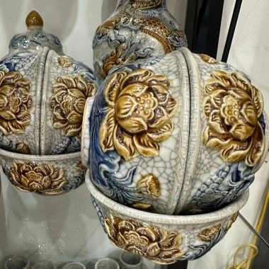 Bát Cơm Cúng Gia Tiên Men Rạn Đắp Nổi Gốm Sứ Bát Tràng Cao Cấp Thủ Công 100% 7 Bát Cơm Cúng Gia Tiên Men Rạn Đắp Nổi Gốm Sứ Bát Tràng Cao Cấp Thủ Công 100% 7