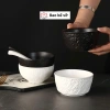 Bát cơm sứ Sarang trắng đen men nhám chống xước - phong cách Bắc Âu, sứ cao cấp xuất khẩu, cơm thạch vuông, giá 16.500₫