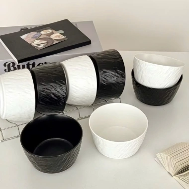 Bát cơm sứ Sarang trắng đen men nhám chống xước - phong cách Bắc Âu, sứ cao cấp xuất khẩu, cơm thạch vuông, giá 16.500₫ 2