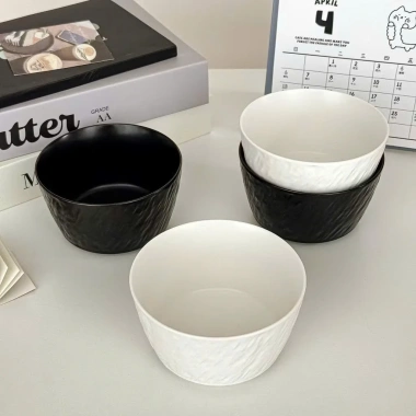 Bát cơm sứ Sarang trắng đen men nhám chống xước - phong cách Bắc Âu, sứ cao cấp xuất khẩu, cơm thạch vuông, giá 16.500₫ 6