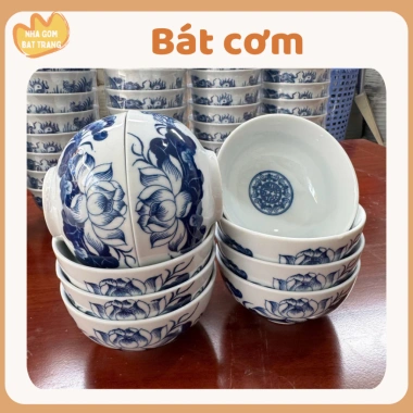 Bát Cơm Thờ Bát Tràng Men Lam Vẽ Rồng và Vẽ Sen Đẹp Giá 25k Ưu Đãi
