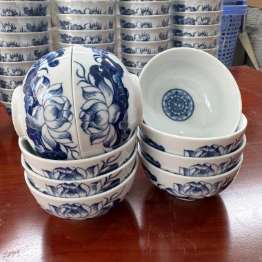 Bát Cơm Thờ Bát Tràng Men Lam Vẽ Rồng và Vẽ Sen Đẹp Giá 25k Ưu Đãi