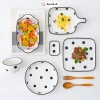 Bát đĩa sứ chấm bi sang trọng - Bát cơm tay cầm, đĩa dài, bát vuông, chỉ 19.500₫ 3