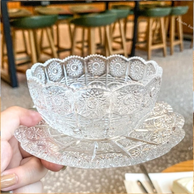 Bát đĩa thuỷ tinh hoa hướng dương decor mâm cúng thôi nôi - Sang trọng, chỉ 20.000 VND