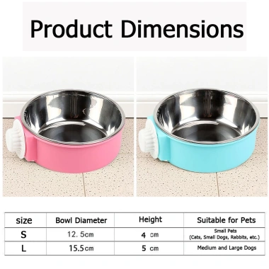 Bát đựng thức ăn cho thú cưng treo lồng thép không gỉ, chống đổ, tháo rời, giá 151.043₫ 9